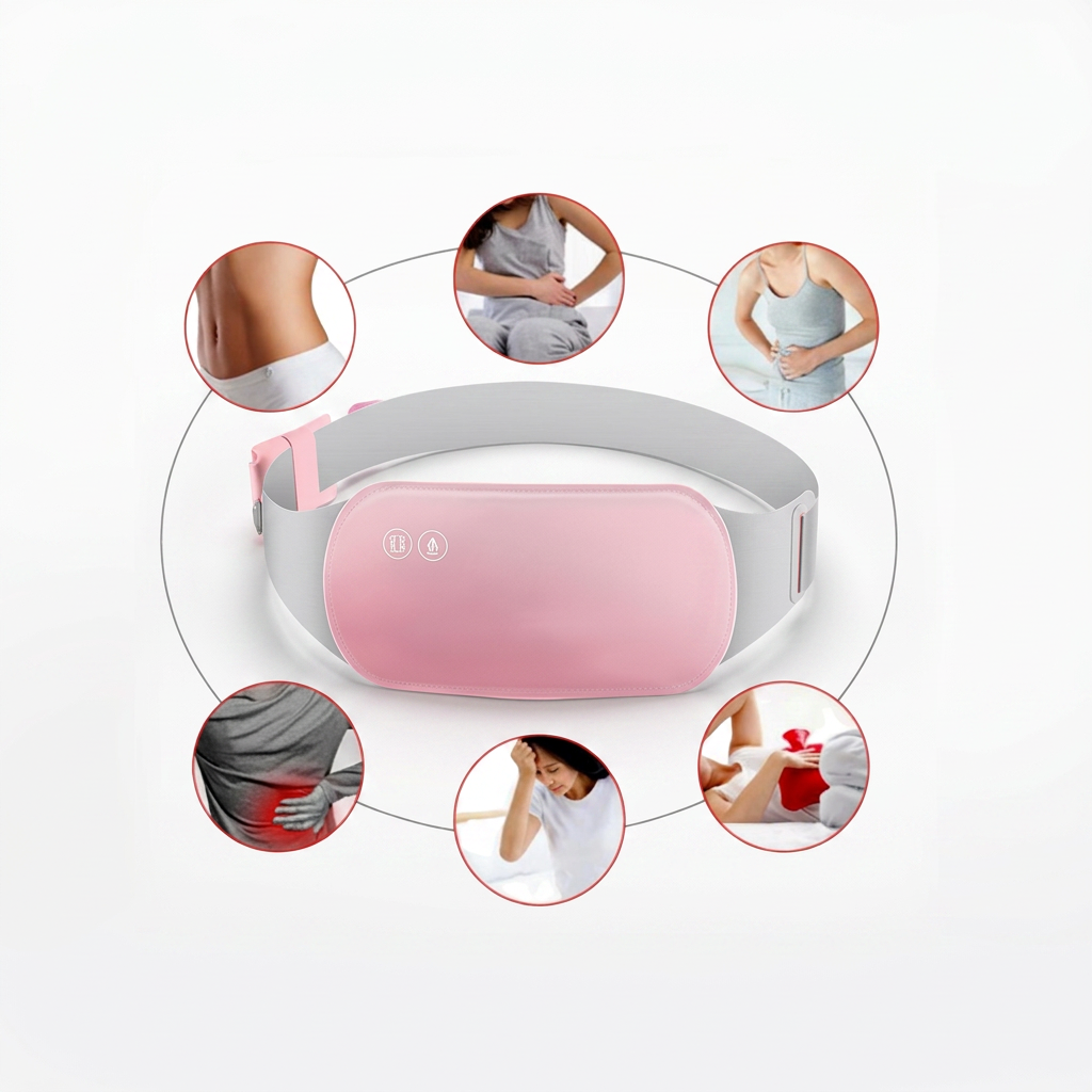 Cinta Térmica Massageadora para Cólicas Menstruais (Recarregável)